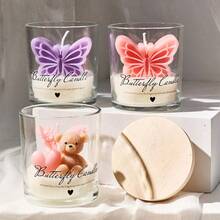 Creative Mini Bear Butterfly Glass Jar Scented Candle, Handmade Soy Wax Aromatherapy Candle For Home Decoration - Multicolor - View 4