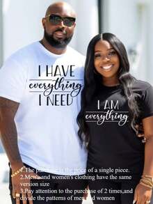 20 Sets Of 2 Matching T-Shirts For Couples, "I Have Everything I Need." | Valentine's Day Gift, Matching Valentine's Day Couple T-Shirts, Couple T-Shirts, Husband T-Shirts, The Best Gift For Women And Men At Christmas. | Regular Fit, Crew Neck, Medium Stretch, Men's Summer Set - Schwarz - 查看 3