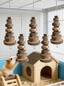 1pc Small Animal Chewing Toy Natural Apple Wood Block Cage Hanging Grinding Snack, Suitable For Hamsters, Rabbits, Bunnies, Birds, Parrots, Gerbils, Squirrels - View 1