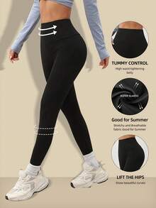 Quần legging nữ bó sát, nhẹ và ôm sát, lý tưởng cho tập thể dục và yoga, giữ ấm và thoải mái trong suốt quá trình tập luyện, quần yoga cạp cao phù hợp cho tập thể dục và mặc thường ngày, được thiết kế để định hình vòng eo, quần legging nữ dài đến khuỷu tay (7/8) - phù hợp cho ở nhà, tập thể dục và mặc thường ngày, quần bó thể thao. - màu đen - Xem 4