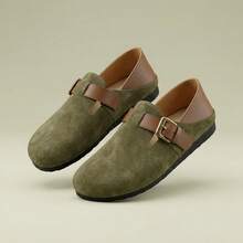 Zapatos para Mujer Suecos Planos con Hebilla de PU Zapatos Cómodos de Mujer Flats de Dama Estilo Casual - Verde - Ver 7