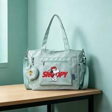 Miniso Peanuts Snoopy Baseball "SNOOPY" Muster mintgrüne Casual Mehrzweck Shopper Tasche Großer Kapazität 2-teiliges Set mit abnehmbarem Münzbeutel, Mehrwegetragen, ideal für Arbeit, Reisen, Einkaufen und den täglichen Gebrauch - Minzgrün - Übersicht 2
