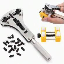 Bộ 3 món (gồm 18 răng thép) Dụng cụ sửa chữa đồng hồ, mở nắp lưng đồng hồ bằng thép, 4 loại răng, có thể điều chỉnh, kèm giá đỡ máy. - Ba móng vuốt có đế - Xem 9