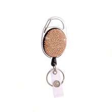 1pc Colorful Rhinestone Retractable ID Badge Reel, Adjustable Length, Hard Shell ID Card Holder Keychain Suitable For Metro Card, ID Card, Work Badge, Student ID, Exhibition Badge, Event Pass - Clay With Diamonds - View 19