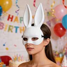 1/2pcsSparkling Black And White Rabbit Mask, Suitable For Nightclub Dress, Halloween Parties And Other Activities - View 7