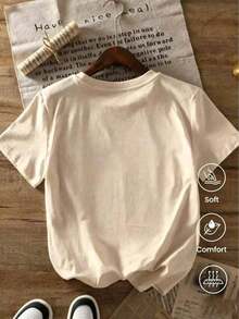 A Fashionable, Short-Sleeved, Round-Neck T-Shirt, Made In Mexico, For The Spring/Summer Season. Featuring A Cartoon Print, This Matching Set Is Suitable For Both Layering And Layering, Ideal For The Office And Casual Wear. Designed For Men And Women, It's Also Available As A Single Unit. A Great Gift Idea. Women's T-Shirt. Blouses > Elegant. Boho Chic. This Soft, Breathable, And Comfortable Women's Top Is Perfect For Spring, Summer, And Fall, Ideal For Vacations, Travel, And Everyday Wear. - 杏 - 查看 2