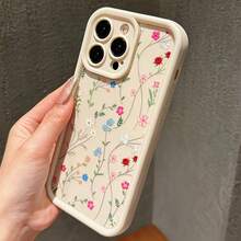 Vintage White Flower TPU Shockproof Full Coverage Protective Case Compatible With Apple 17/17Pro/17ProMax/16/16Pro/16ProMax/6/7/8/X/Xs/Xr/Xs Max/11/12/13/14/15/16Pro Max - Beige - View 3