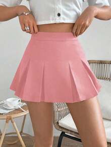 Falda minimalista de unicolor y estilo informal y elegante para mujer - Rosa vieja - Ver 6