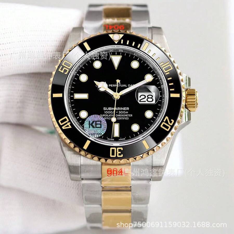Discounted, Low-Maintenance Submariner Series Two-Tone Black And Green Submariner Watch, Imported Fully Automatic Mechanical Men's Watch Wholesale - 7 - 查看 1