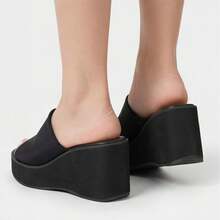 Women's Open Toe Wedge Platform Sandals For Summer Walking Shoes-Sandals For Women - Black - View 11