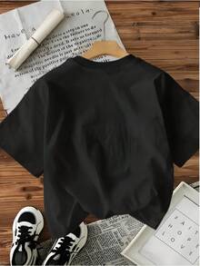 Camiseta de algodón blanca para mujer, estilo athleisure, con estampado de dibujos animados "Daily Smile" - corte holgado, manga corta, cuello redondo, top casual de verano transpirable, adecuada para uso diario y deportivo, lavable a máquina, cómoda para el uso cotidiano, tela opaca, ropa casual de gimnasio que absorbe la humedad. - Blanco - Ver 7