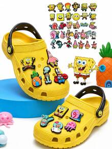 SpongeBob SquarePants 6/24/32入 家庭與朋友可愛鞋飾 DIY 洞洞鞋涼鞋配件 可拆卸 卡哇伊 Bingo 狗狗 Coco Rusty Muffin 鞋飾 派對小禮物 贈品 裝飾配件 - 彩色 - 查看 1