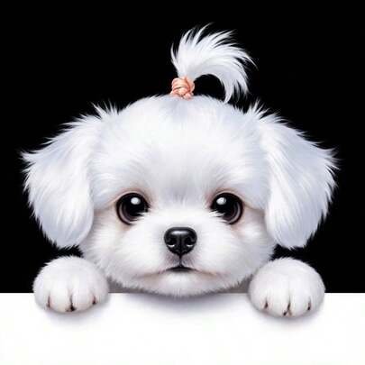 1pc Cute Fluffy White Puppy Car Sticker, Big-Eyed Puppy Durable Self-Adhesive Sticker For Car Truck Window Decoration