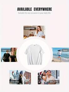 White T-Shirt With A Rainbow-Colored Print That Reads "Girls Just Want Sunshine." The Text Uses A Retro Font Style. Oversized Short-Sleeved T-Shirt With Lettering, Standard Crew Neck, Made Of Pure Cotton, Comfortable And Breathable. - 白色 - 查看 3