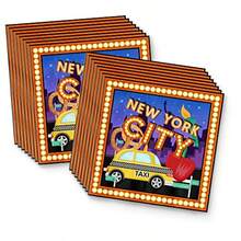 New York City NYC - Juego de suministros para fiesta de cumpleaños para 16 unidades - Azul Y Blanco - Ver 5