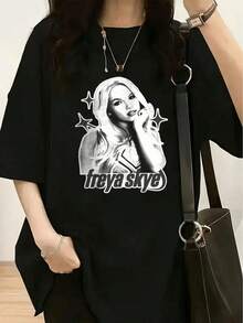 1 Piece Women's Vintage Western Gothic Horror Graphic T-Shirt - Featuring Cowboy Skeleton On Horseback And Skeletal Hands Design Br180g 100% Cotton - 黑色 5 - 查看 11