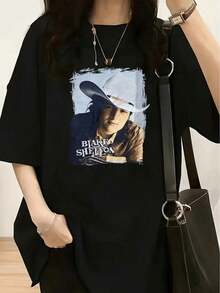 1 Piece Al-Hadar Women's T-Shirt - Cultural T-Shirt In Arabic, Soft Cotton, Loose Fit, Short Sleeve, Round Neck, Casual, 180g, 100% Cotton - 黑色 14 - 查看 11
