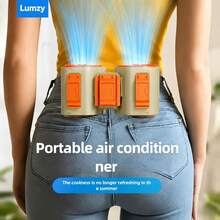 Tragbarer Ventilator mit praktischem Design für Taille und Nacken, 5 Geschwindigkeitsstufen für starken Turbo-Luftstrom, schnelle Kühlung, 10.000 mAh Akkukapazität für lange Laufzeit und LED-Ladeanzeige. Ideal für Outdoor-Aktivitäten wie Arbeit, Camping, Sport, Golf und Angeln. Das perfekte Sommergeschenk für Väter und Männer. - Grau-Orange - Übersicht 1