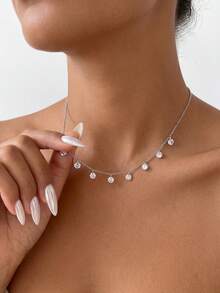 1 chiếc mặt dây chuyền bạc 925 đính đá Moissanite thanh lịch, lãng mạn, vòng cổ hứa hẹn, vòng cổ vĩnh cửu, trang sức cao cấp tinh tế làm quà tặng cho phụ nữ, quà Giáng sinh. - Dây chuyền Moissanite - Xem 4