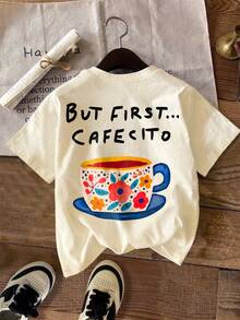 Women's Plus Size Coffee Floral Print Short Sleeve Round Neck Regular Fit T-Shirt, High Elasticity Fabric, Very Suitable For Daily Wear Casual Summer - Apricot - View 3