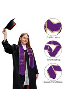 Custom Printed Graduation Sash With School Logo & Personalized Text, Class Of 2026 Graduation With University, Degree & Major, Multi-Color Graduation Shawl For Graduation Day - Multicolor - View 7