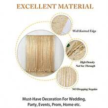 QShiDianYi 8ft X 8ft, Ready to Dispatch, Light Gold Sequin Backdrops, Light Gold Sequin Photo Booth Backdrop, Party Backdrops, Wedding Backdrops, Sparkling Photography Prop - Dorado claro - Ver 4
