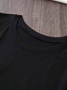 Women's Grey "Adventure Moment" Print T-Shirt, Relaxed And Modern Fit With Printed Short Sleeves, Casual Round Neck Top, Suitable For Summer Camps, Outdoor Activities And Holidays, With Inspirational Phrases, Comfortable And Loose Style. New Arrivals For Summer. - 黑色 - 查看 4