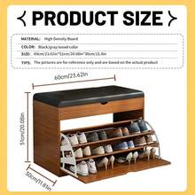 Shoe Cabinet,Multi-Functional Shoe Storage Bench With Seat Cushion,Wood Shoe Storage Bench With Cushioned Seat & Flip Drawer, Multi-Tier Shoe Cabinet Organizer For Entryway Hallway Bedroom;3 Color Flip Top Shoe Cabinet - 棕色 - 查看 8