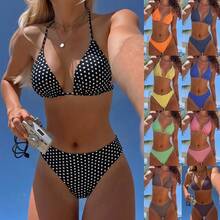 Sexy Bikini For Women 2026, Polka Dot Print With Adjustable Drawstring Design – Beach Swimsuit - FF1319-PU - 查看 2