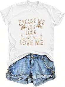 Women's 100% Casual Short Sleeve T-Shirt - Fashionable Printed Crew Neck Short Sleeve Tee, Breathable Machine Washable Fabric, Comfortable, Easy, And Stylish For Everyday Summer Wear. Perfect Gift. Relaxed Fit. Local Shipping. - 白色的 - 查看 1