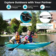 Inflatable Kayak, 12.5Ft 507lbs Tandem Kayak With 2 Aluminum Paddles, 2 Padded Seats, Footrests, 2 Fins, Hand Pump, Carry Bag A - Green- - View 2