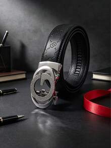1pc Men's Casual Automatic Buckle Belt With Premium PU Embossed Strap, 120cm Length, Customizable Cut, Multiple Colors Available, Versatile For Business Casual And Daily Wear, Perfect Gift Choice - Multicolor - View 8