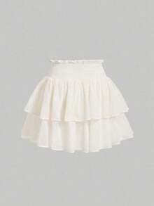 Nueva llegada Falda mini de cintura alta adelgazante tipo pastel, dulce y picante para mujeres en primavera - Albaricoque - Ver 2