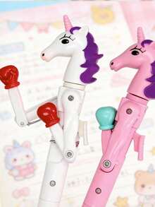 Bộ 2/4/6 bút bi hình đấm bốc Kawaii, bút bi tương tác độc đáo dành cho trẻ em, đồ dùng văn phòng phẩm không thể thiếu cho mùa tựu trường, màu đen và đỏ. - Chuồng đấm bốc Unicorn - Xem 7