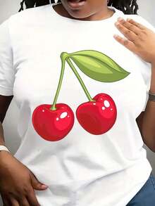 Suave, transpirable y ligera para comodidad durante todo el día. Camiseta de cerezas, camiseta gráfica, camiseta linda, camiseta con cerezas, camiseta gráfica, camiseta de cerezas, camiseta gráfica, camiseta linda con estampado. Cuello redondo clásico con un corte relajado que favorece todas las formas del cuerpo y es fácil de combinar con jeans, pantalones cortos y leggings. - Negro - Ver 6