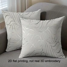 2 Stücke 45x45cm Kissenbezüge mit abstraktem geometrischem Wellenmuster, modernes hellgraues geometrisches Wellenlinienmuster Kissenbezug, 2D-Flachdruck, keine echte 3D-Stickerei, beidseitiger Druck, geeignet für Bett, Sofa, Wohnzimmer, Schlafzimmer, Heimdekoration, ohne Kissenkern - Hellgrau - Übersicht 1