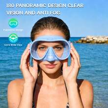 Adult Snorkeling Set, Includes 180° Tempered Glass Anti-Fog Mask, Wet Snorkel, Unisex - Multicolor - View 9