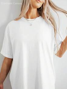 1 pieza Camiseta de verano Hasta La Vista - Camiseta estampada 100% absorbente de sudor y transpirable, con estampado de gafas tropicales, regalo para el Día de la Madre, camiseta de mujer con cuello redondo para vacaciones en la playa y surf, top casual negro de manga corta, adecuada para vacaciones, 180g Algodón 100%. - Blanco - Ver 2