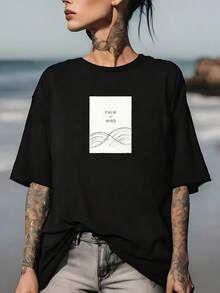 Calm Mind Zen Graphic T-Shirt | Women's 180g Casual T-Shirt | Summer Fashion | Perfect For Family Gatherings And Corporate Events | Ideal Gift For Him And Her | Lightweight And Comfortable Loose Fit T-Shirt - 黑色 - 查看 1