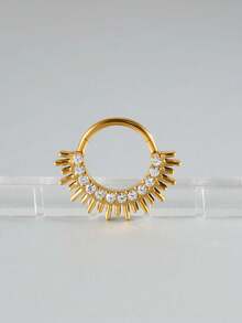 1PC G23 Titanium Zirconia Piercing Hoop Titanium Hinged Clicker Ring Septum Ring Hexagram CZ Labret Ring Ear Tragus Helix Cartilage Piercing - Như thể hiện trong hình ảnh - Xem 9