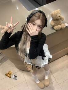 Women Skirts - [Three-piece Set] Cardigan + Camisole + Mini Skirt (with Ribbon) - View 3