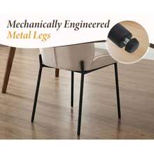 Chairus Modern Dining Chairs Set Of 2 Upholstered Kitchen Chairs In Chenille With Metal Legs For Dining Room/Kitchen/Bedroom - 燕麥色 - 查看 9