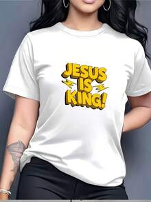 Soft Is King! Women's T-Shirt With Inspirational Print - Perfect For Church, Gifts, And Family Gatherings On Holidays - Comfortable 180g Short-Sleeve Tee, Suitable For Easter And Beyond. New Arrival! - 白色 - 查看 1