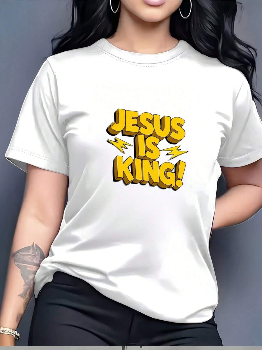 Soft Is King! Women's T-Shirt With Inspirational Print - Perfect For Church, Gifts, And Family Gatherings On Holidays - Comfortable 180g Short-Sleeve Tee, Suitable For Easter And Beyond. New Arrival! - 白色 - 查看 1