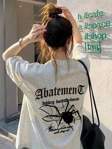 Camiseta de manga corta para mujer con estampado de moda, holgada, casual, versátil, para verano. - Blanco - Ver 8