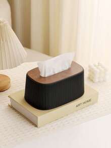 Nordic Minimalist Tissue Box Cover, INS Cream Style Vertical Stripe Tissue Holder,Built-In Spring Pop-Up Design, Smooth Easy One Hand Tissue Extraction, Universal Fit For Most Standard Tissue Boxes, Dustproof Waterproof Anti-Dirty Desktop Storage Organizer, Modern Aesthetic Home Decor, Multi-Surface Decorative Tissue Container - Multicolor - View 9