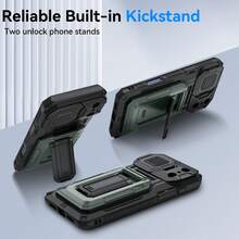 17 Pro Max Wallet Case [Holds 3-4 Cards][Kickstand Function][Full Camera Protection][Military-Grade Drop Protection] Rugged Phone Case Compatible With Iphone 13Pro 14 15Plus16 17 Pro Max Air, Black - Hijau - View 5