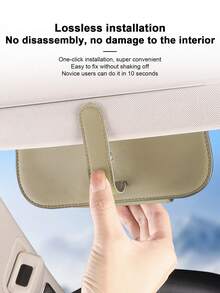 Summer Car Fashion Glasses Holder, Leather Car Sun Visor Glasses Storage Box, Car Eyeglasses Clip - A - View 3