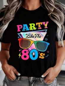 Funny 80s Mexican Fiesta Style Costume T-Shirt For Adult Men And Women, Ideal For Birthday Celebrations And Events. It's A Perfect Gift T-Shirt For Friends And Family On Any Holiday Or Special Occasion. Fashionable Summer Cotton T-Shirt. - 黑色 - 查看 1