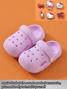 Hello Kitty Dép trẻ em, dép xăng đan hoạt hình mùa hè cho bé gái, giày làm vườn. - Màu tím - Xem 4